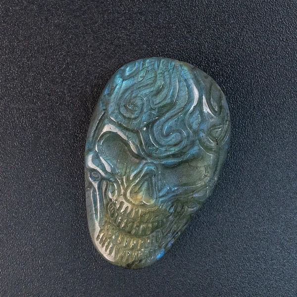 Blue Flash Labradorite Skull-ToShay.org