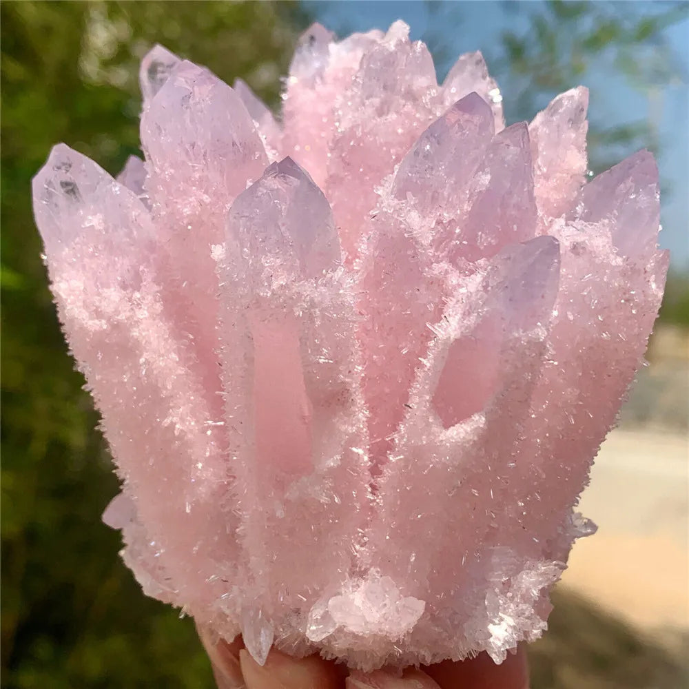 Pink Quartz Crystal Cluster-ToShay.org