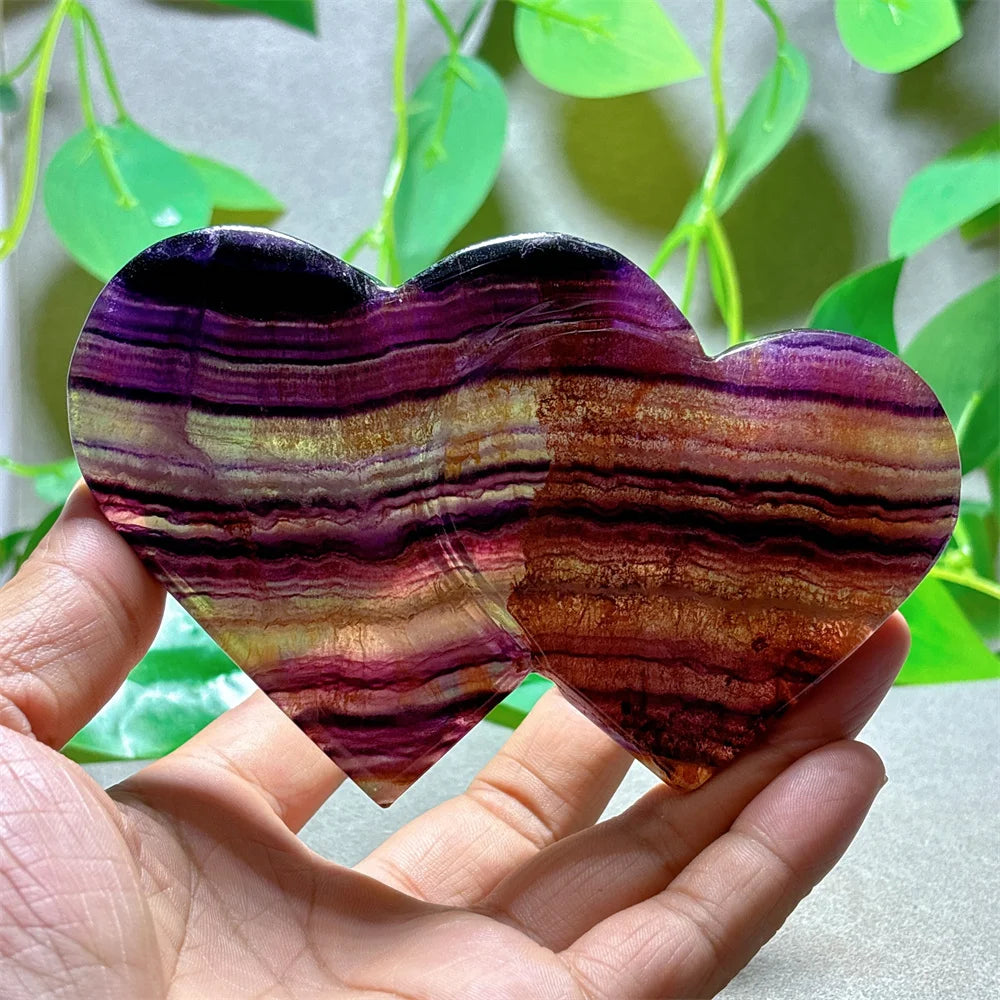 Rainbow Fluorite Double Heart-ToShay.org