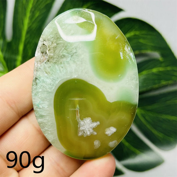 Green Flower Agate Palm Stone-ToShay.org