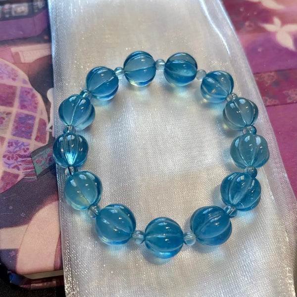Blue Aquamarine Pumpkin Bracelet-ToShay.org