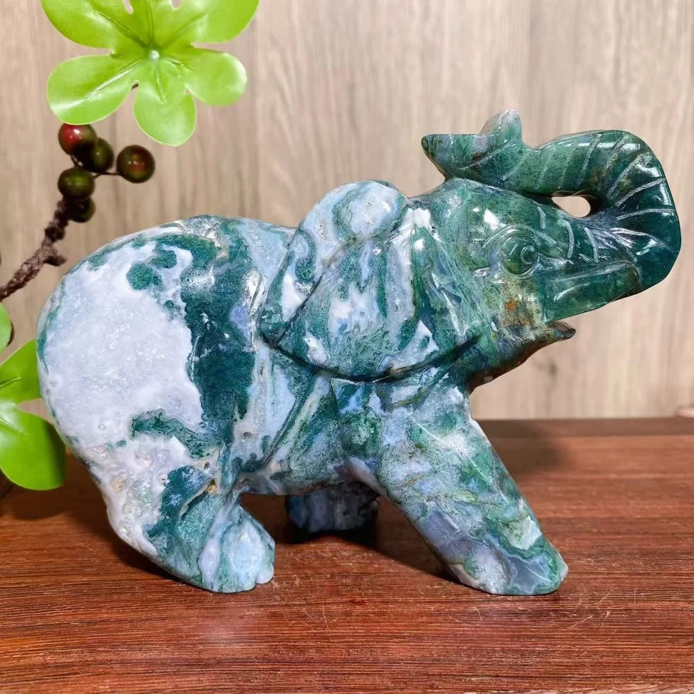 Green Moss Agate Elephant-ToShay.org