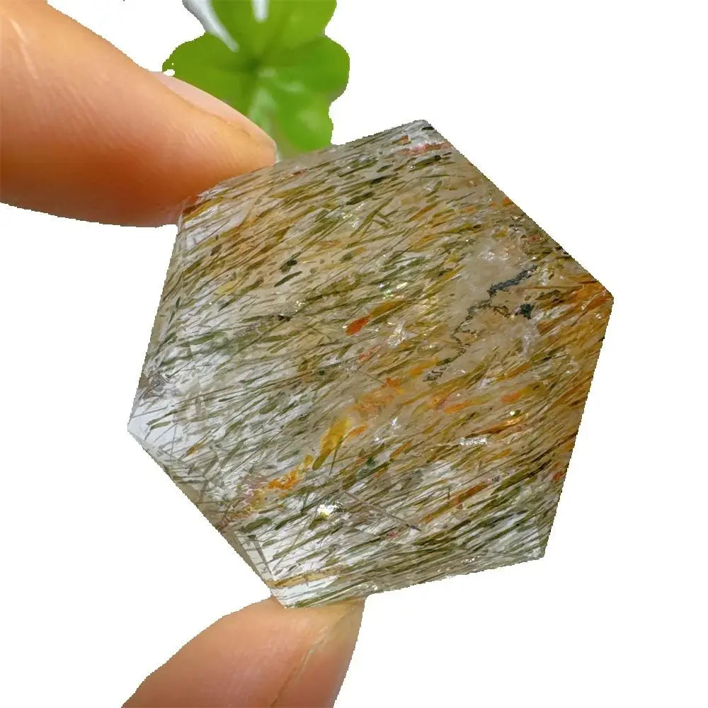 Green Tourmaline Rutile Hexagon-ToShay.org