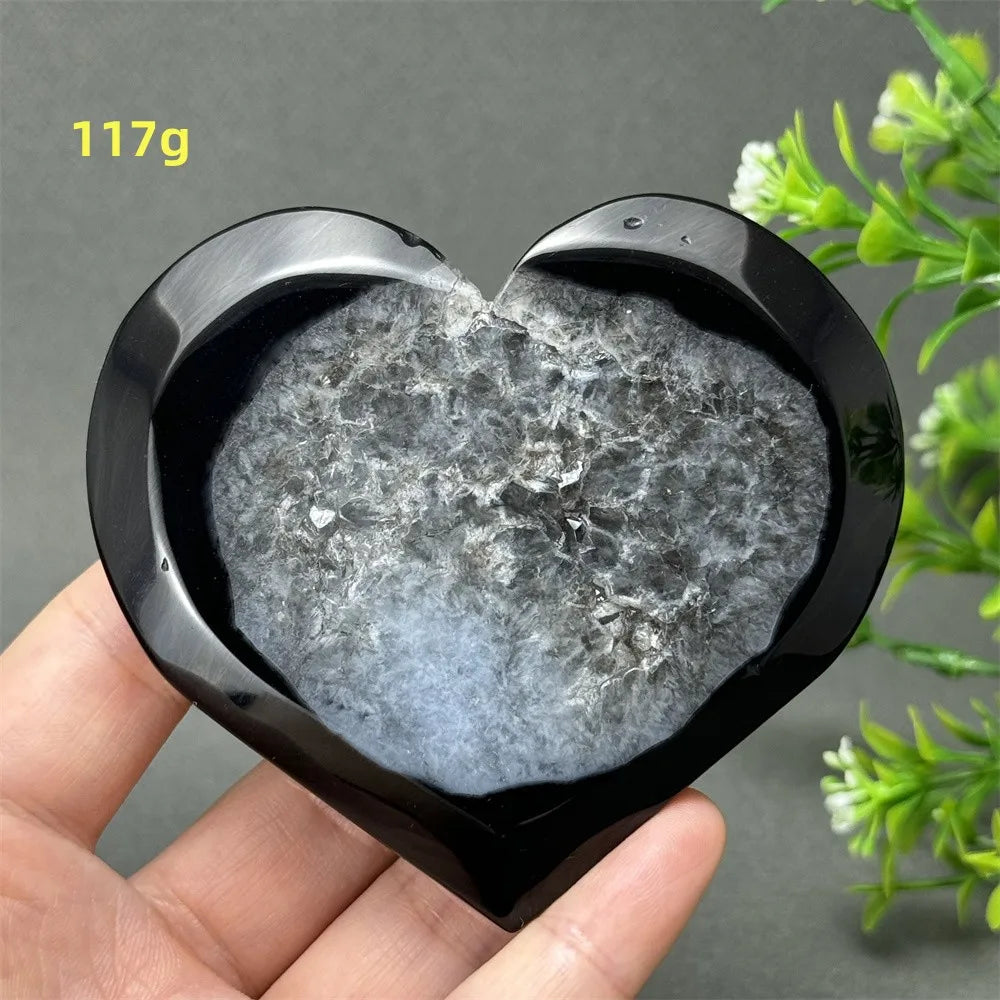 Black Agate Geode Heart-ToShay.org