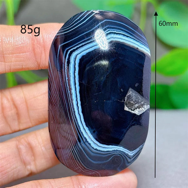 Black Silk Agate Palm Stone-ToShay.org
