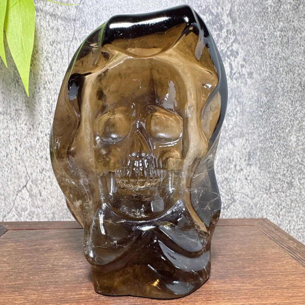 Natural Smoky Quartz Crystal Skull for Wicca Witchcraft Healing Stones Home Decor Room Decor Maison Decorative Cranium-ToShay.org