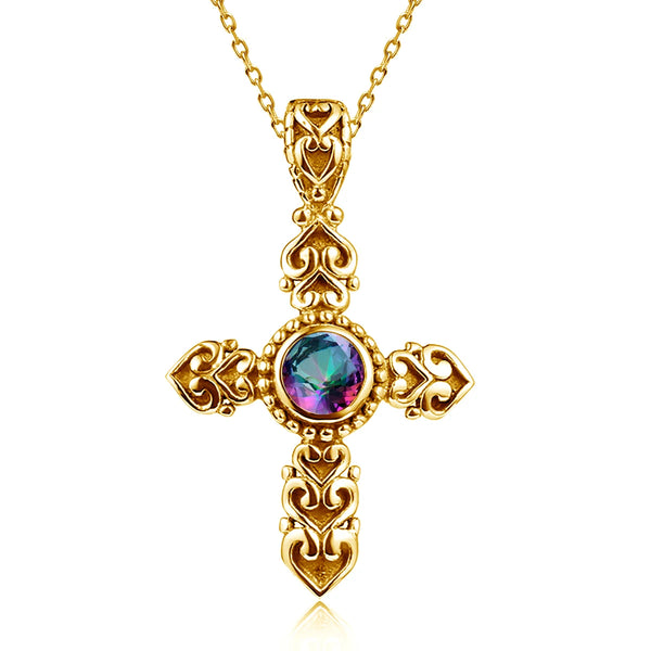 Mixed Gemstone Cross Pendants-ToShay.org