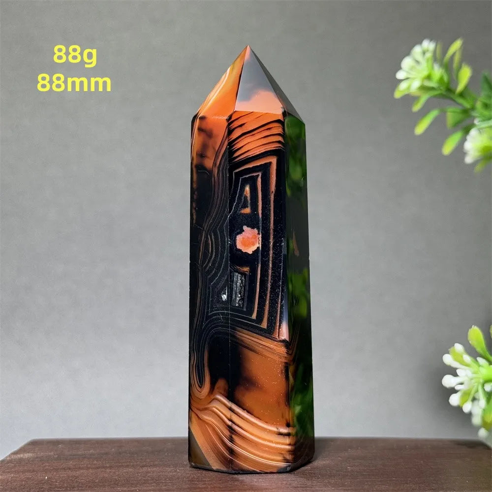 Black Red Agate Stripe Obelisk-ToShay.org