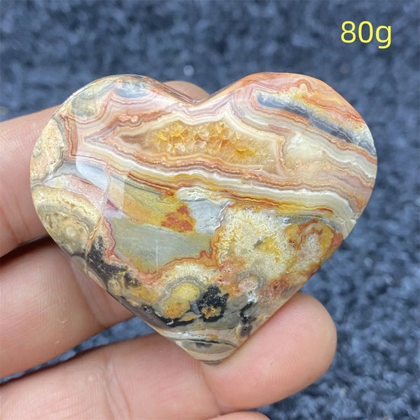 Yellow Crazy Agate Hearts-ToShay.org