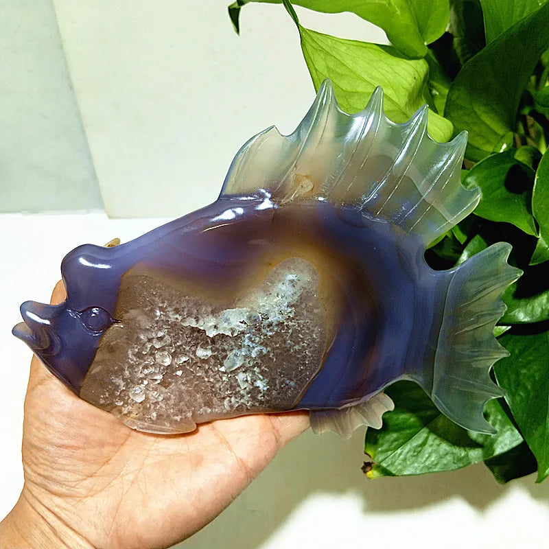 Grey Agate Druzy Fish-ToShay.org