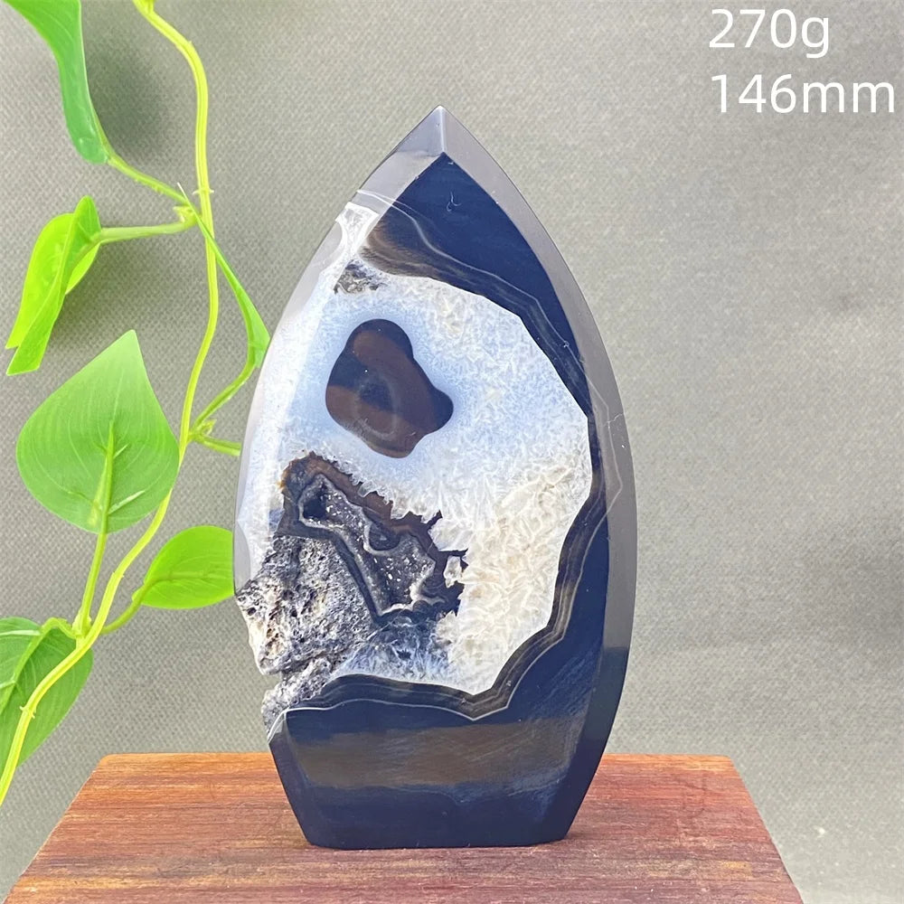 Black Agate Geode Flame-ToShay.org