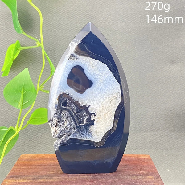 Black Agate Geode Flame-ToShay.org
