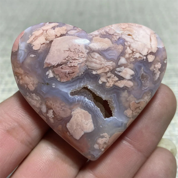 Pink Flower Agate Heart-ToShay.org