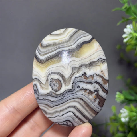 Grey Striped Calcite Palm Stone-ToShay.org