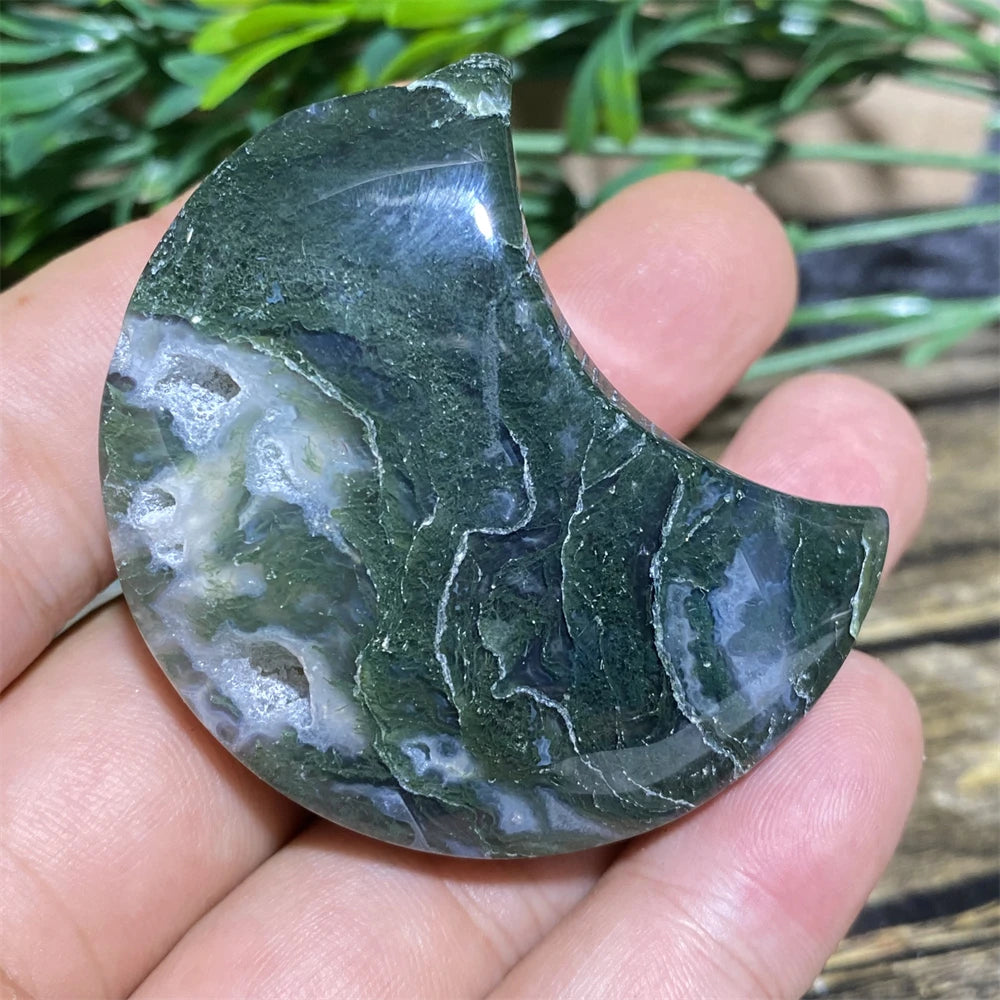 Green Moss Agate Moon-ToShay.org