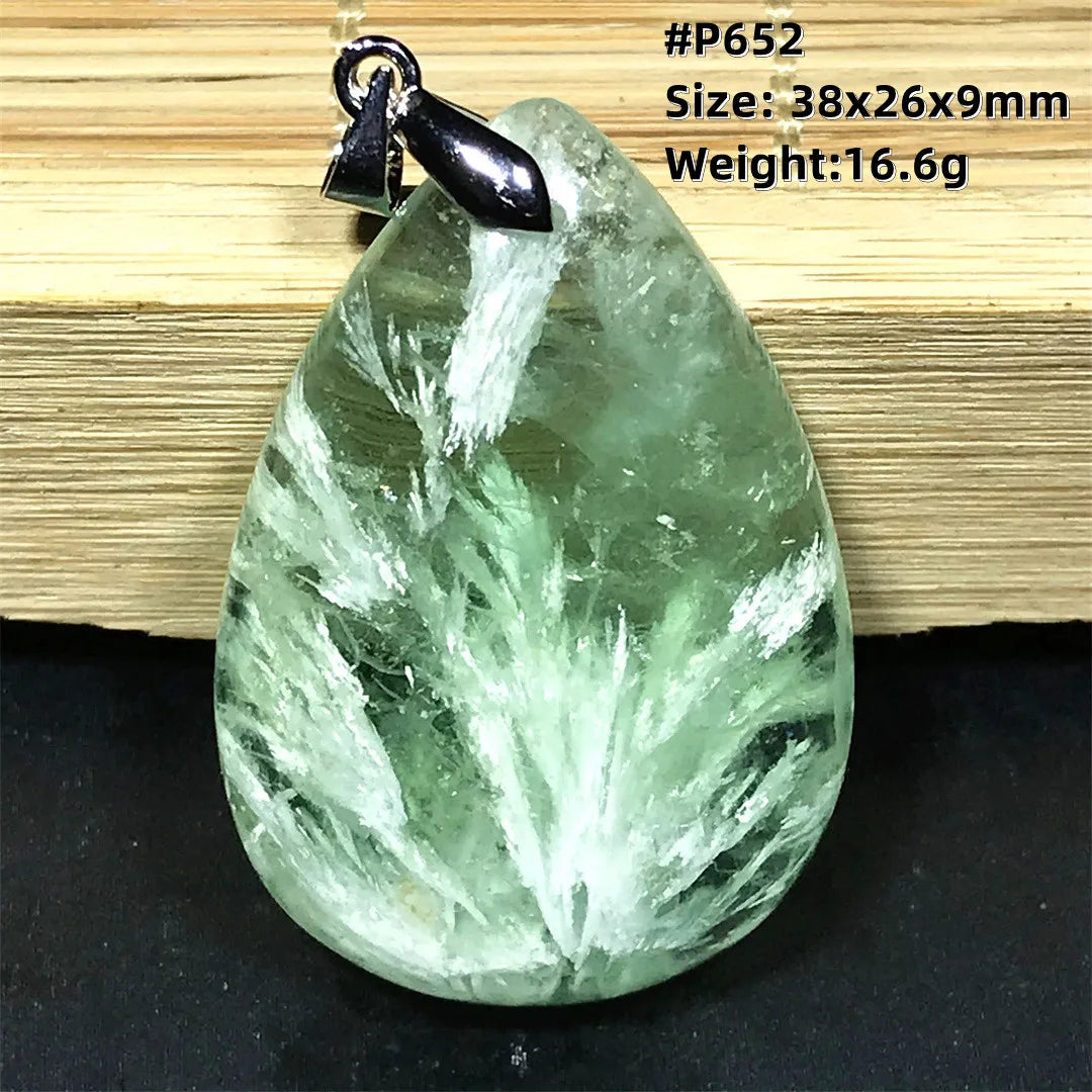 Green Feather Fluorite Pendant-ToShay.org