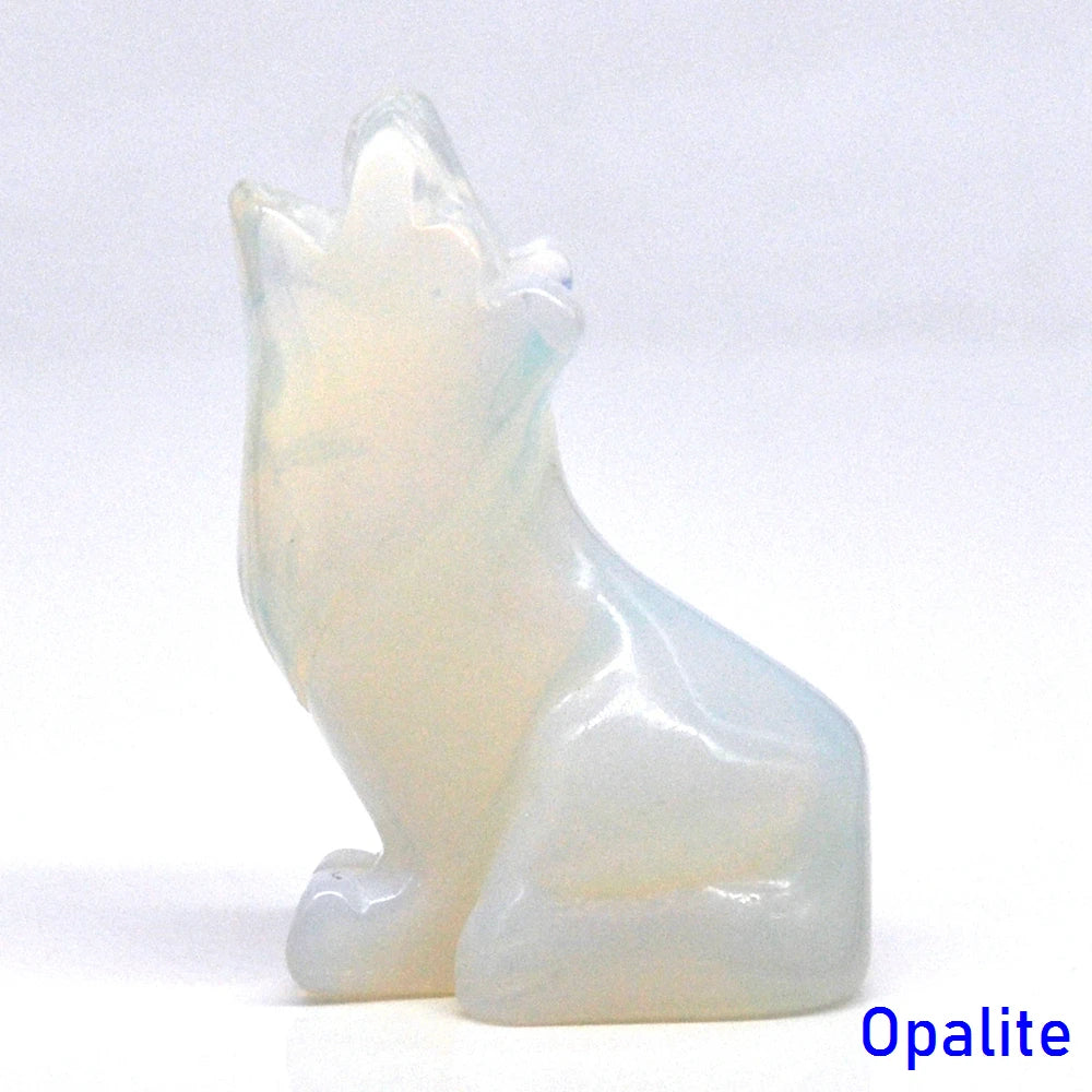 2" Wolf Statue Natural Stone Carved Figure Room Ornament Healing Crystal Reiki Animal Figurine Home Office Desktop Decoration-ToShay.org