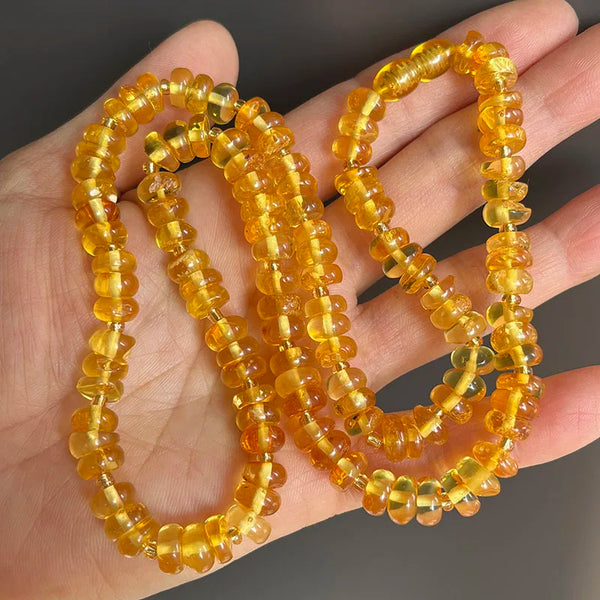 Yellow Amber Bead Necklace-ToShay.org