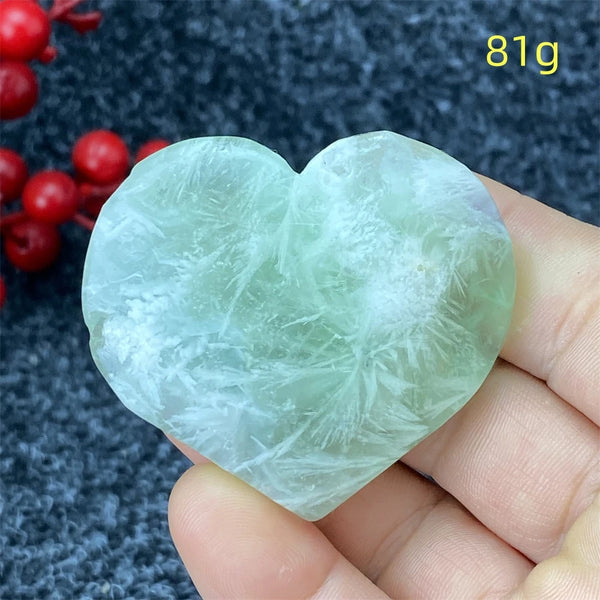 Green Feather Fluorite Heart-ToShay.org