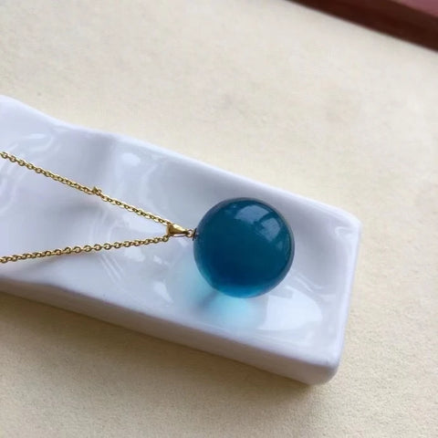 Blue Aquamarine Ball Pendant-ToShay.org