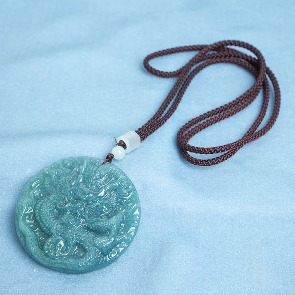 Blue Jade Dragon Pendant-ToShay.org