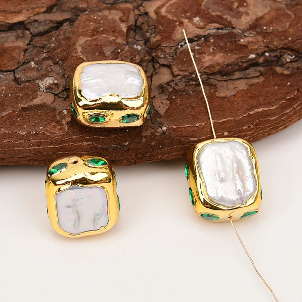 White Pearl Bezel Beads-ToShay.org