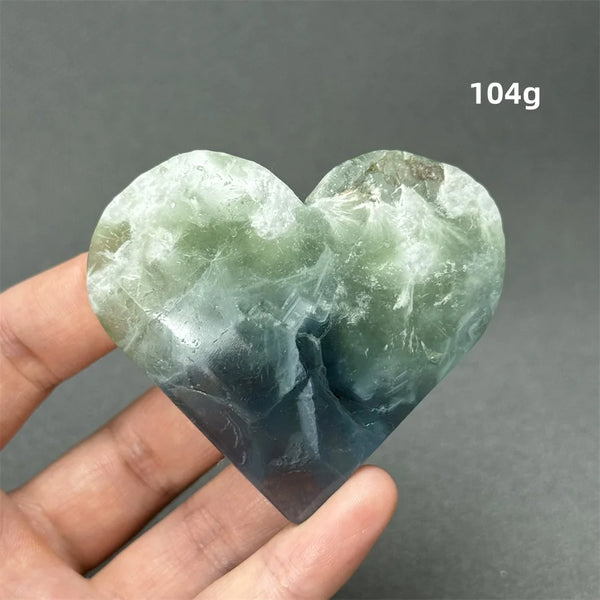 Green Feather Fluorite Heart-ToShay.org