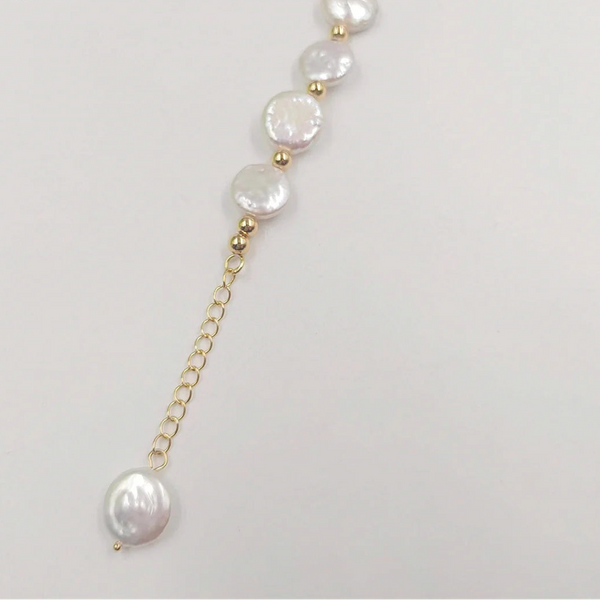White Pearl Chain Bracelet-ToShay.org