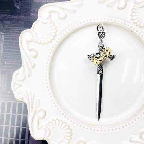 Silver Crown Sword Pendant-ToShay.org