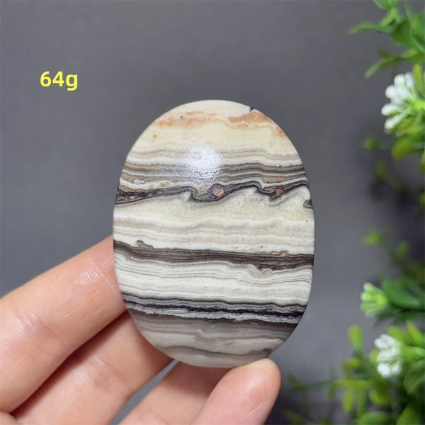 Grey Striped Calcite Palm Stone-ToShay.org