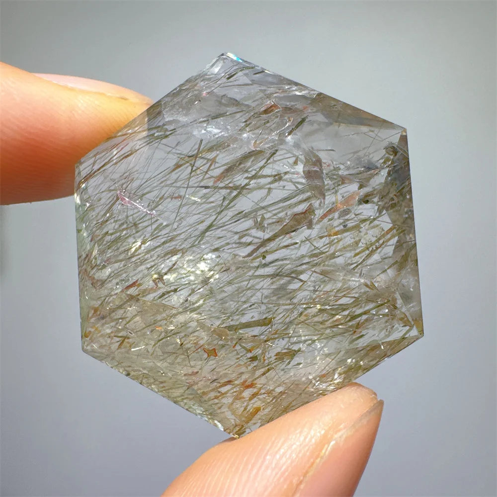Green Tourmaline Rutile Hexagon-ToShay.org