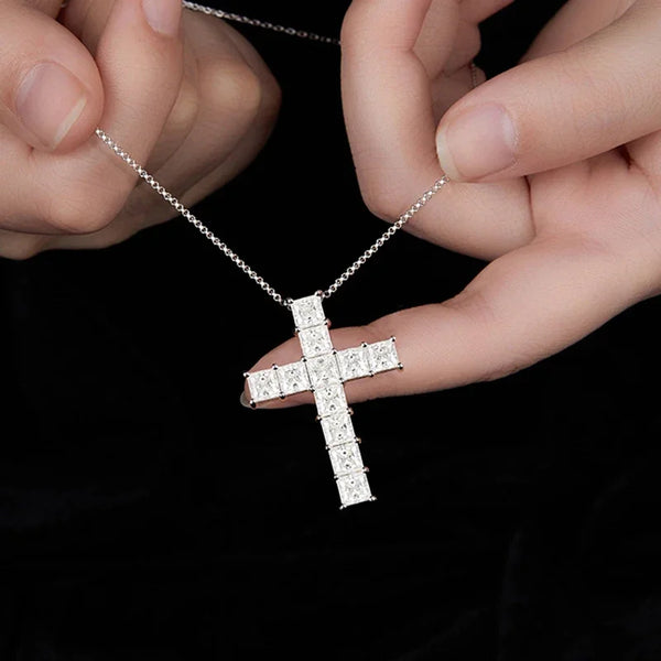 Silver Diamond Cross Pendants-ToShay.org