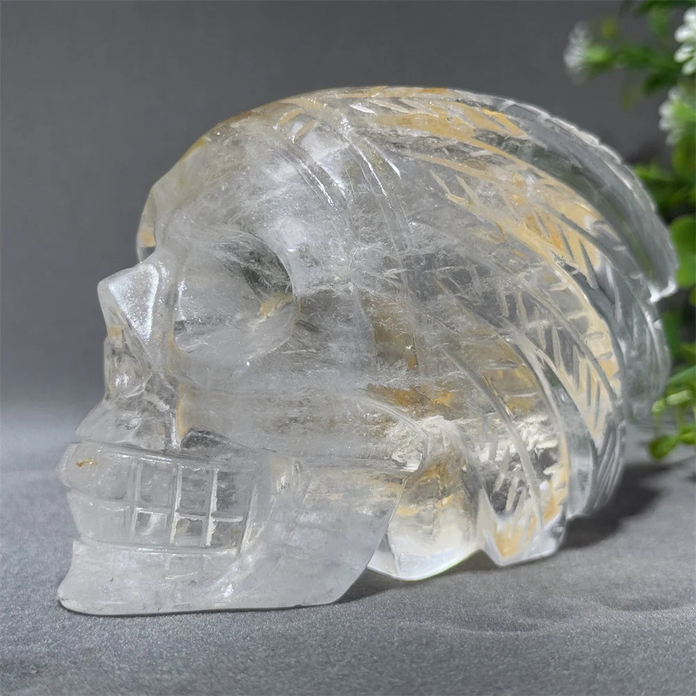 Clear Crystal Feather Skull-ToShay.org