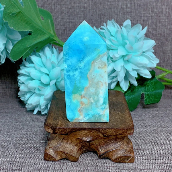 Blue Caribbean Calcite Point-ToShay.org