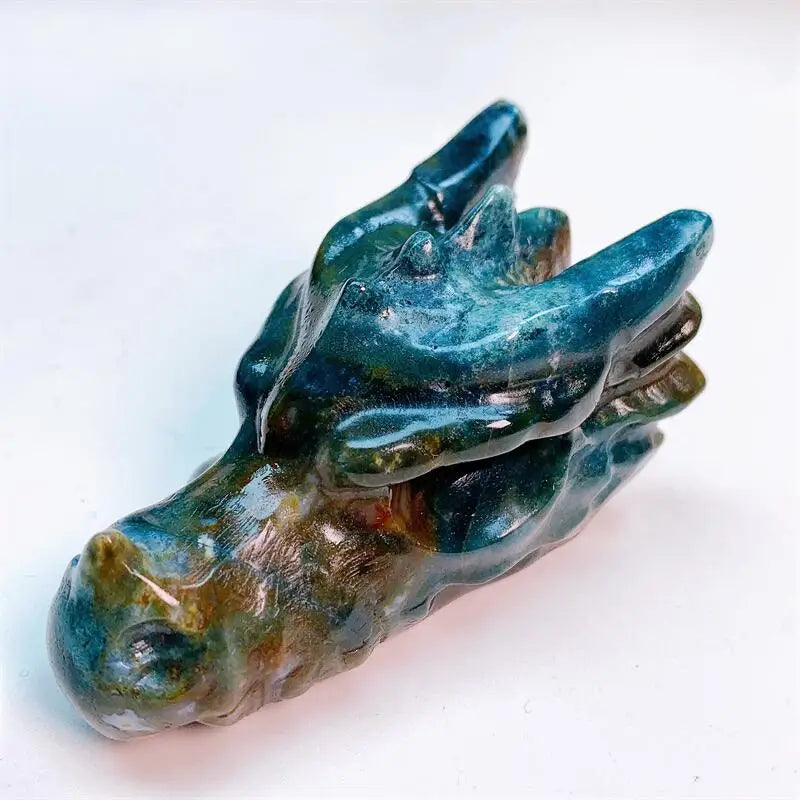 Green Moss Agate Dragon Head-ToShay.org
