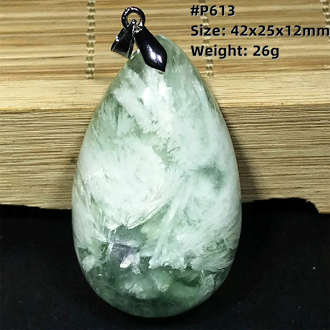 Green Feather Fluorite Pendant-ToShay.org