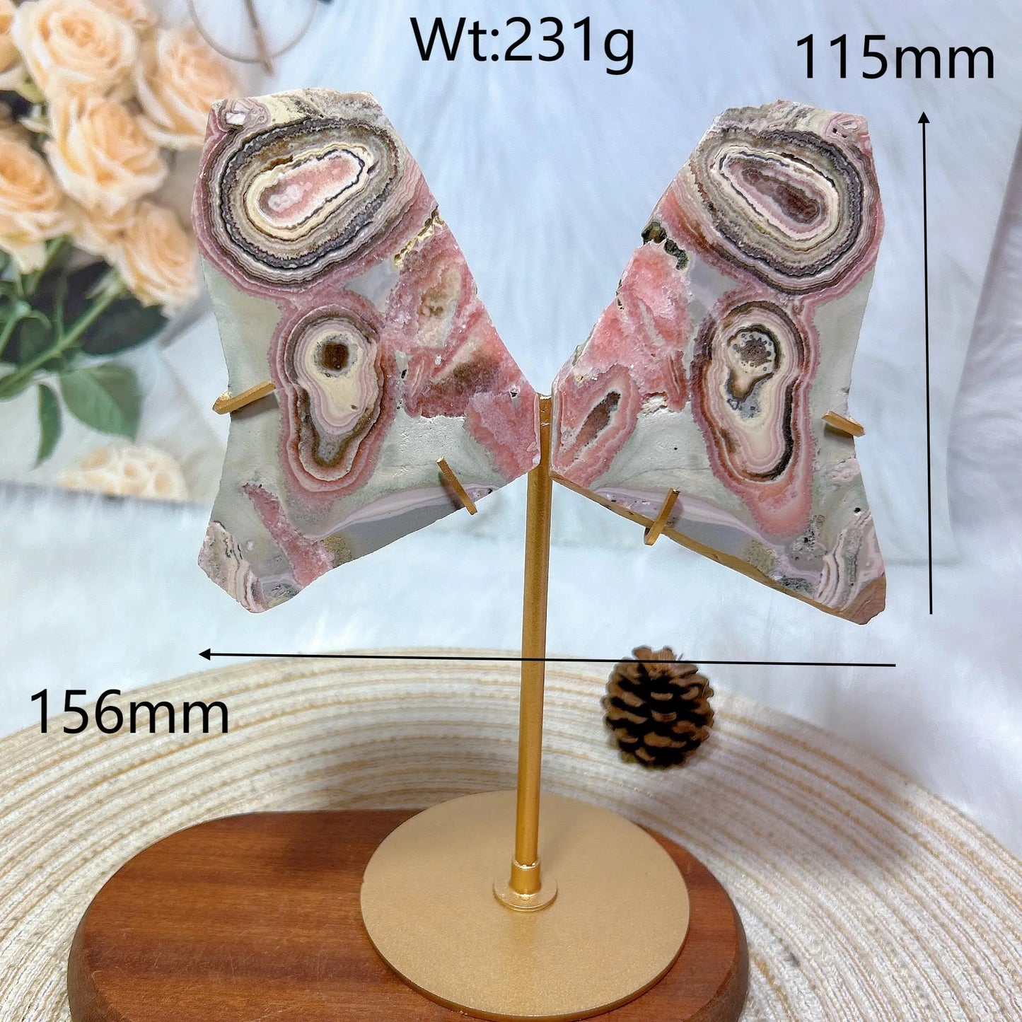 Pink Rhodochrosite Butterfly Wing-ToShay.org