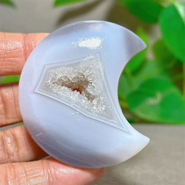 Grey Agate Silk Druzy Moon-ToShay.org