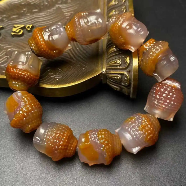 Orange Buddha Head Bracelets-ToShay.org