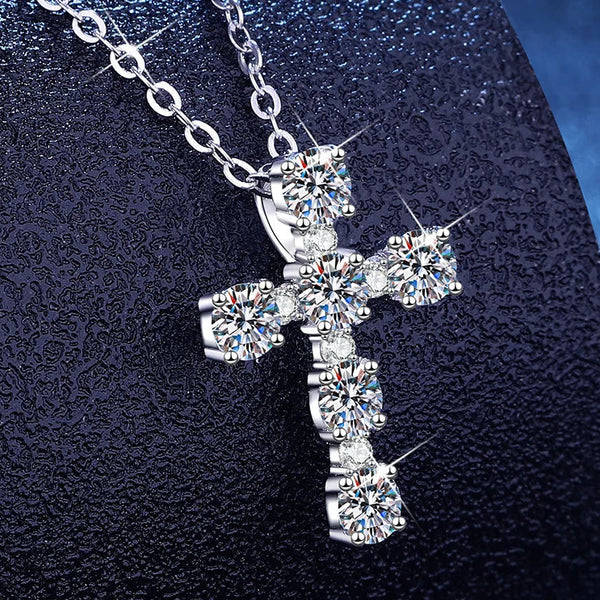 Silver Diamond Cross Necklace-ToShay.org
