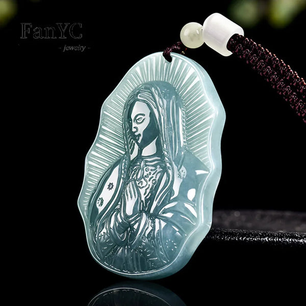 Blue Jadeite Mary Pendant-ToShay.org