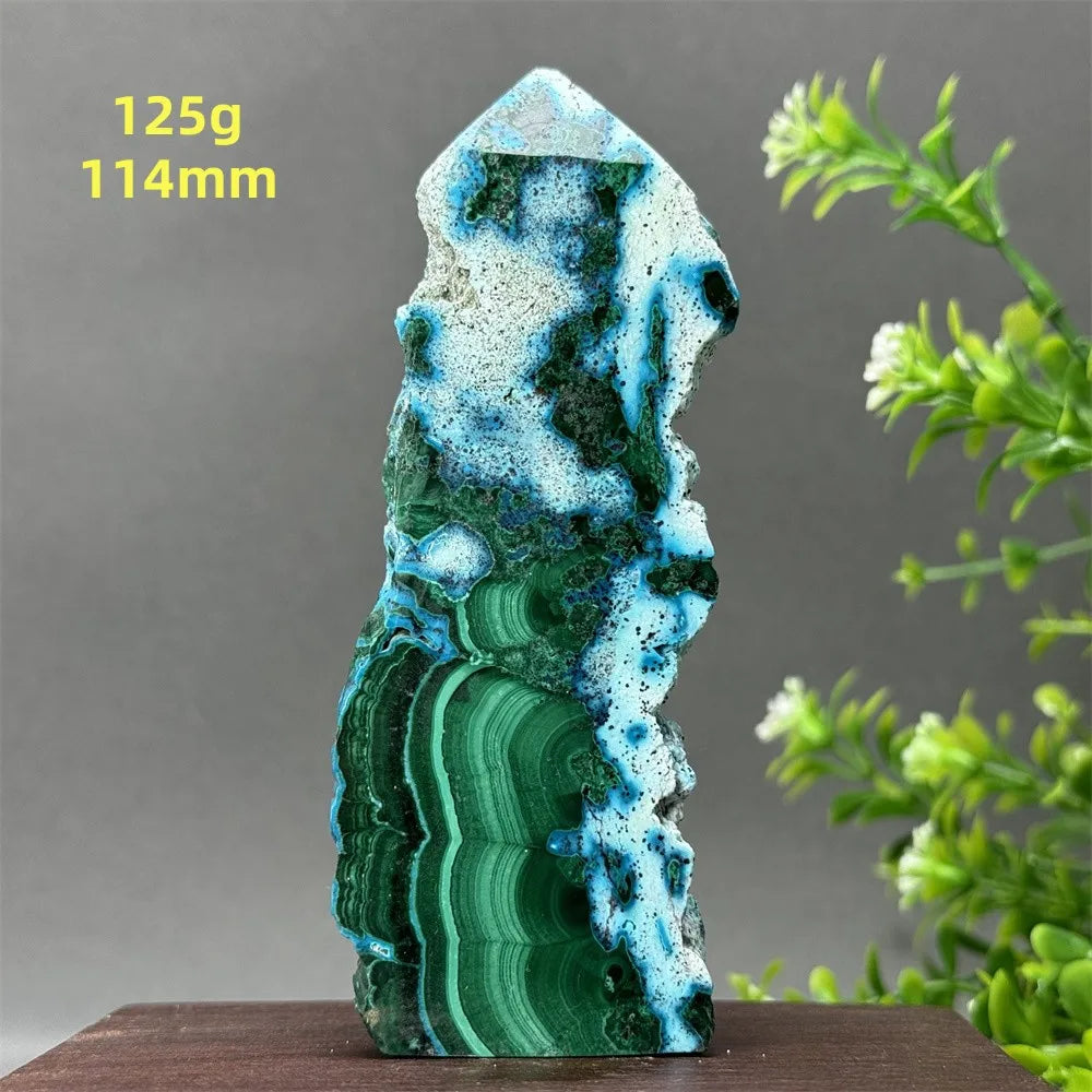 Blue Chrysocolla Malachite Point-ToShay.org