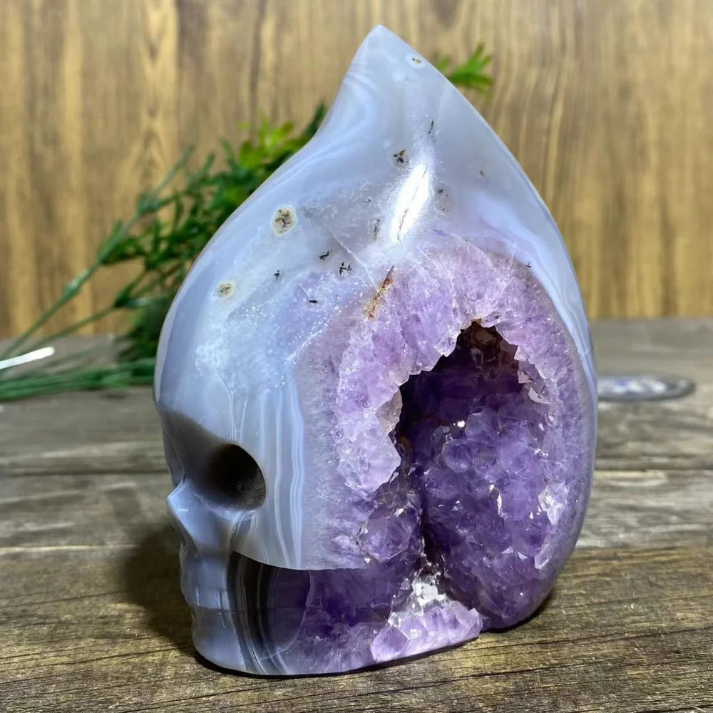 Purple Amethyst Agate Skull-ToShay.org