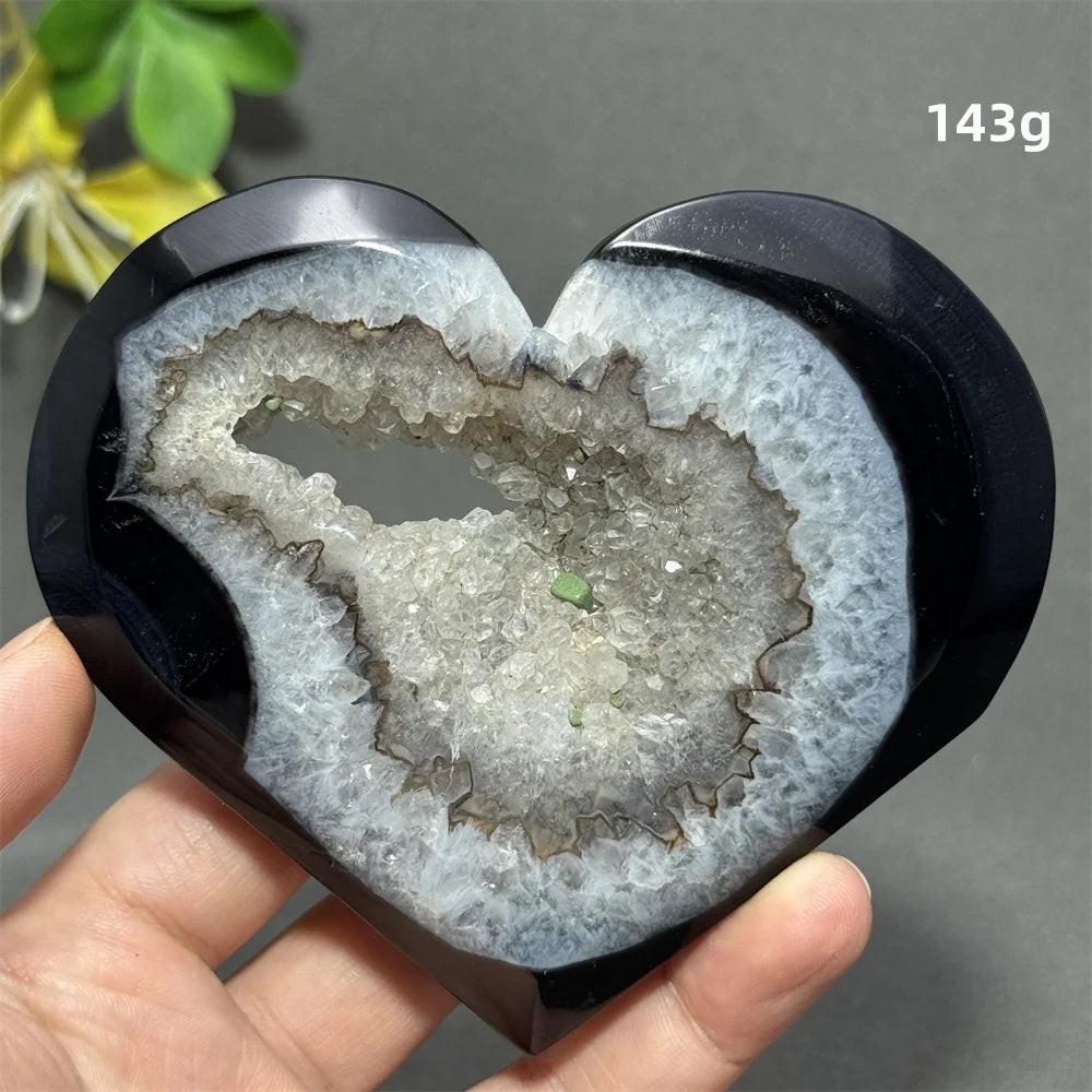 Black Agate Geode Heart-ToShay.org
