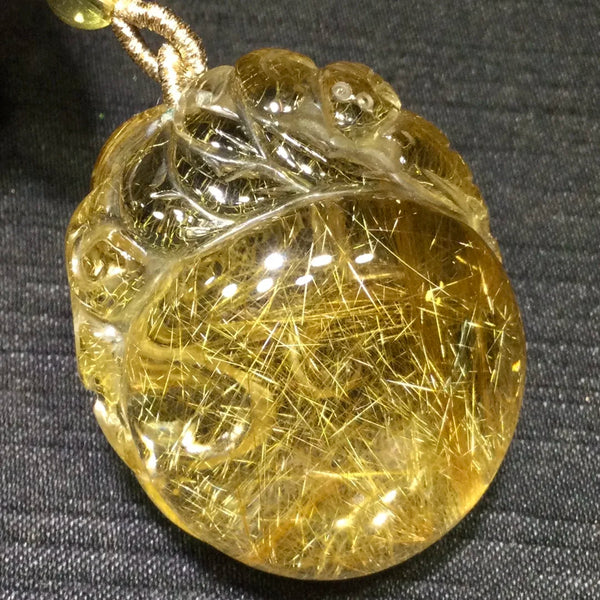 Gold Rutilated Quartz Pendant-ToShay.org