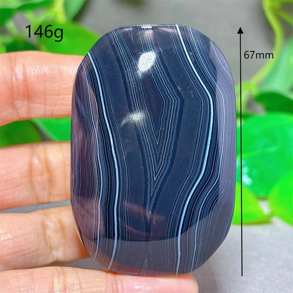 Black Silk Agate Palm Stone-ToShay.org
