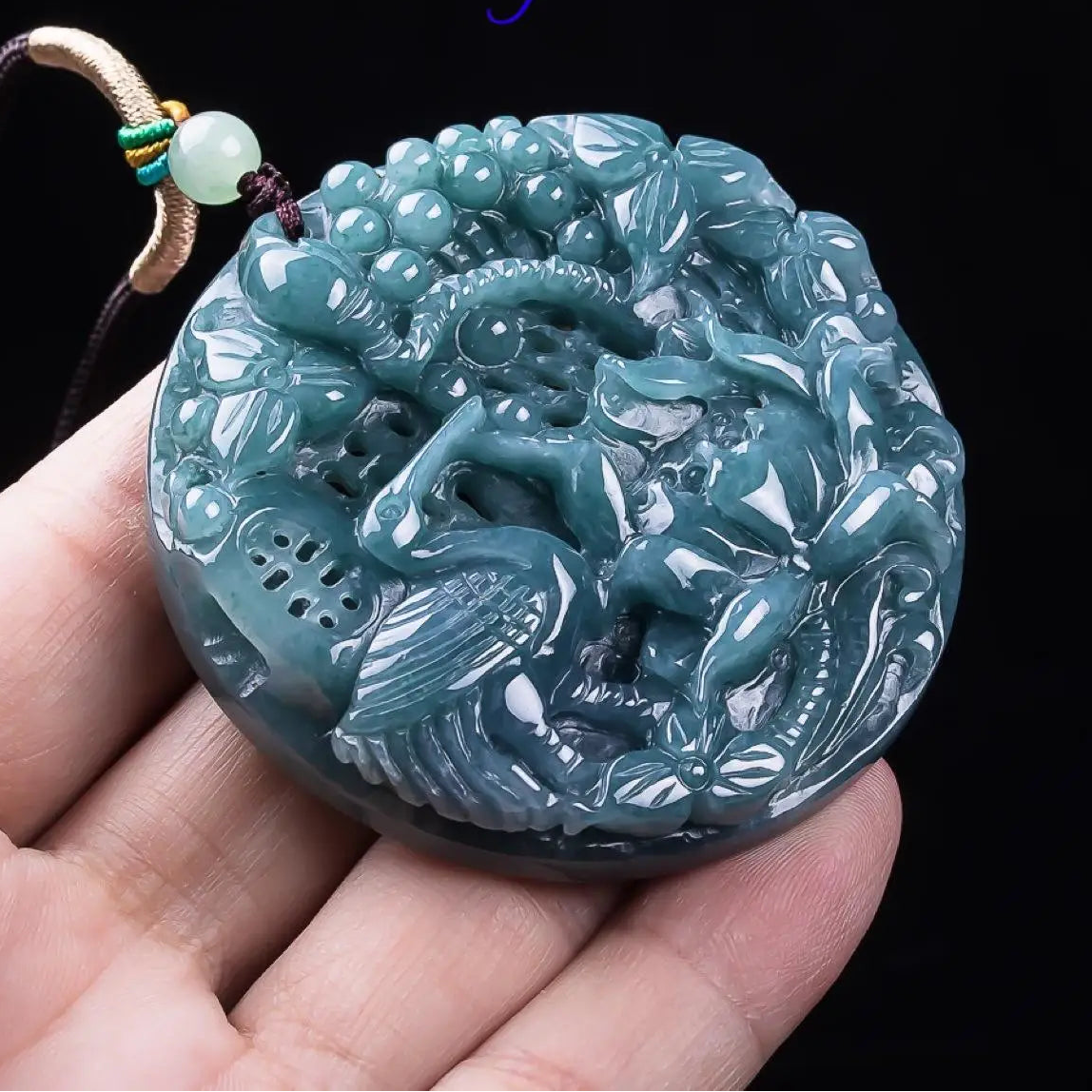 Green Jadeite Lotus Pendant-ToShay.org