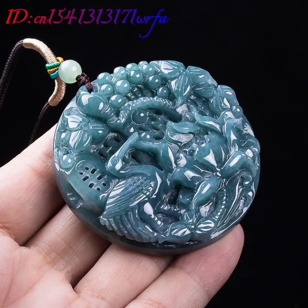 Blue Jadeite Lotus Pendant-ToShay.org