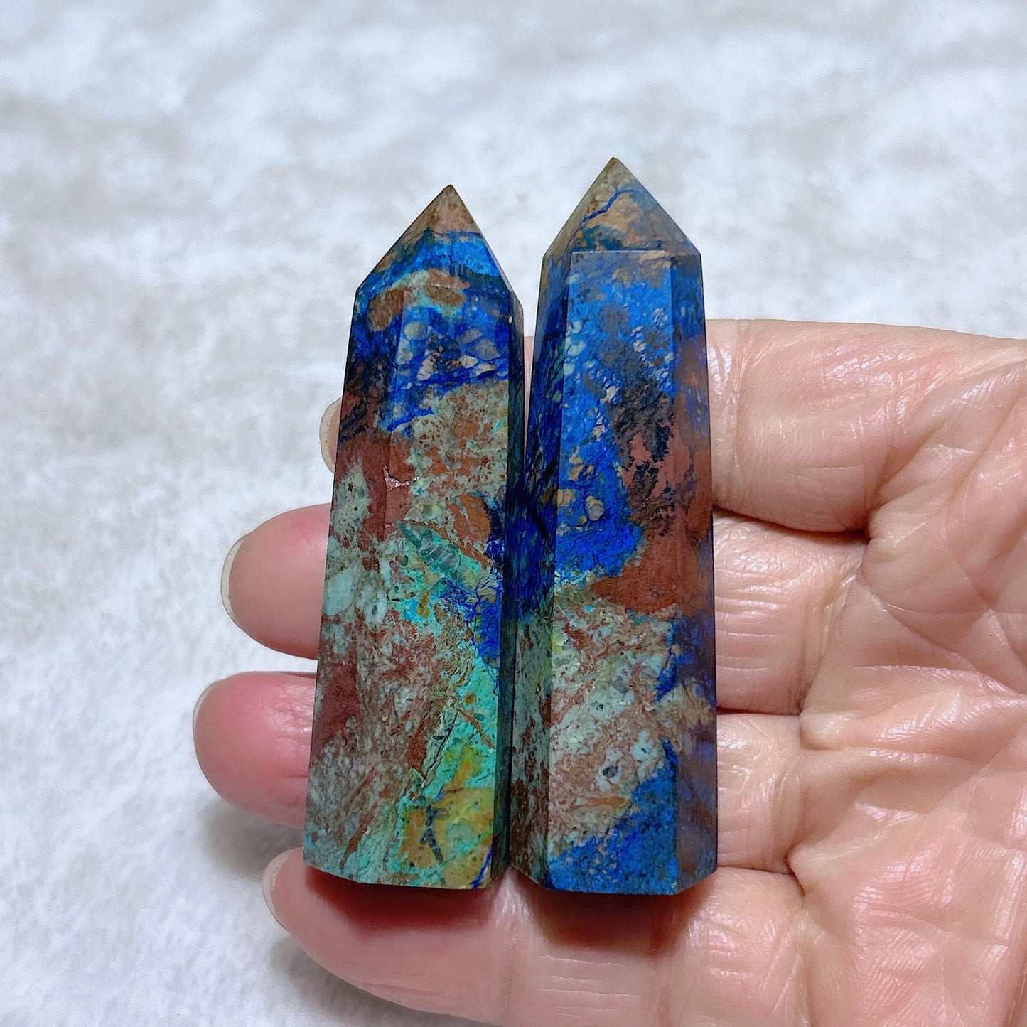 Blue Azurite Chrysocolla Point-ToShay.org