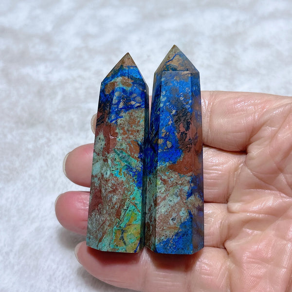Blue Azurite Chrysocolla Point-ToShay.org